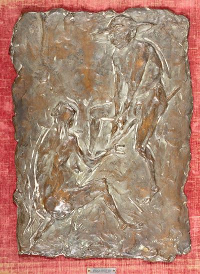Figure sull’altalena, bassorilievo in bronzo