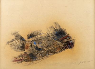 L'Oiseau - pastelli su carta applicata su tela