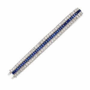A platinum, diamond and sapphire bracelet, Van Cleef & Arpels