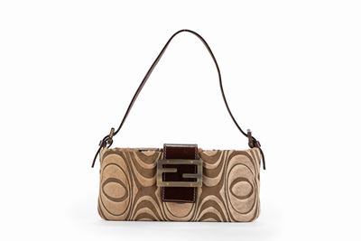 Borsa mini baguette in pelle di cavallino bicolore con chiusura in osso