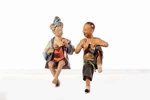 Two figures with erotic subjects: a young man and a girl, China, Qing Dynasty