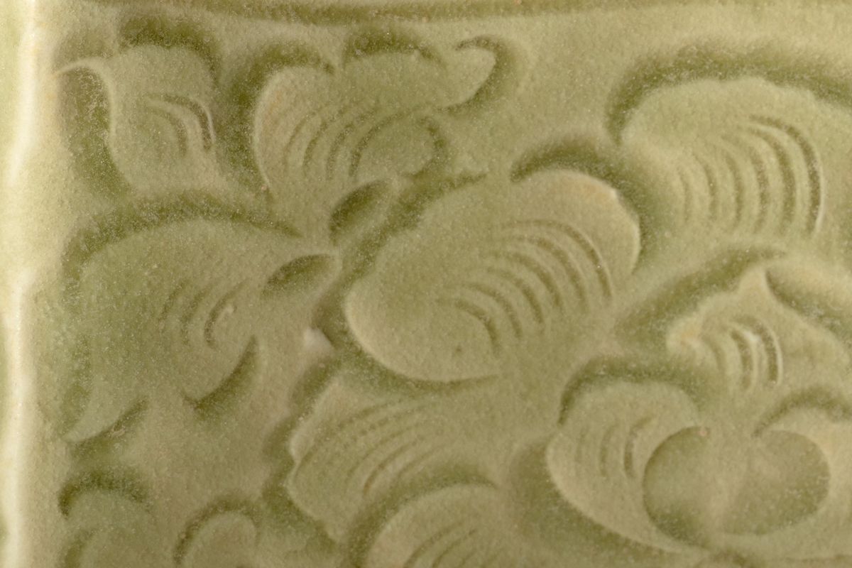 Cuscino in ceramica, Celadon del Nord, Cina, cm 10 x 18,5