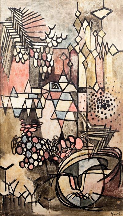Composizione (olio e tecnica mista su masonite)