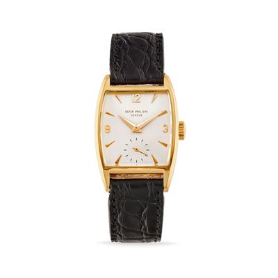 Orologio tonneau in oro 18k, anni '50