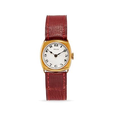 Cassa a cuscino in oro 18k, modello Solotempo, anni '40