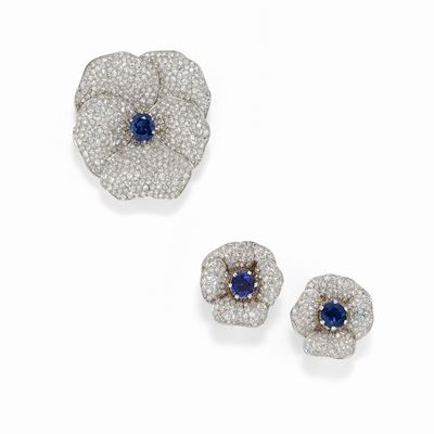 Demi-parure in Diamanti e Zaffiri