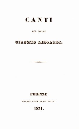 Canti del Conte Giacomo Leopardi