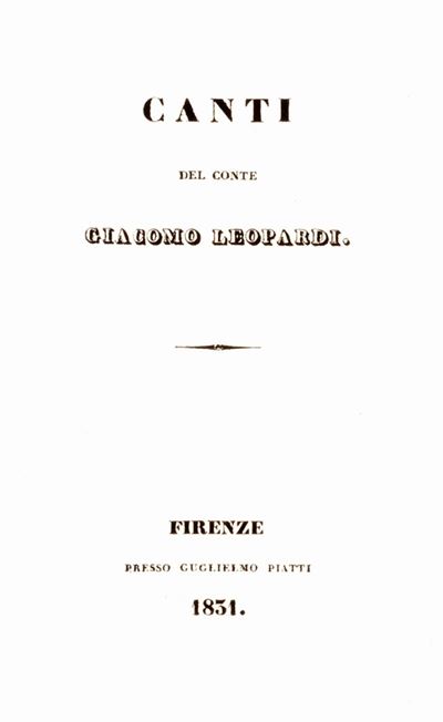 Canti del Conte Giacomo Leopardi