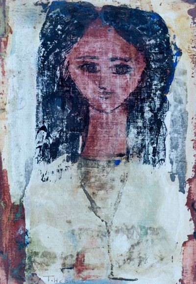 Ritratto di fanciulla nubiana, olio e oro su cartone telato