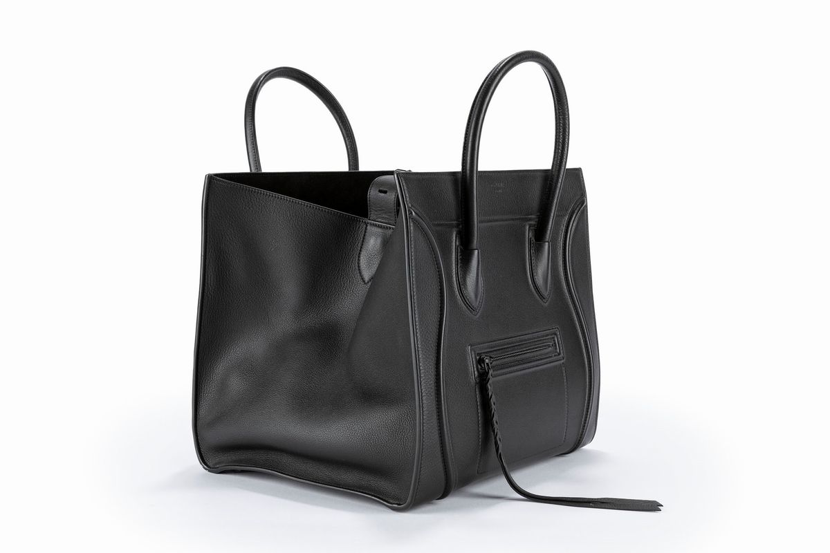 Céline - Borsa Phantom, pelle nera con interno in camoscio