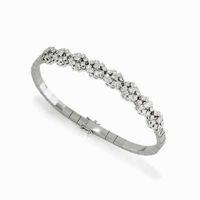 Bracciale in Oro Bianco 18k e Diamanti, 1950-1960 Circa