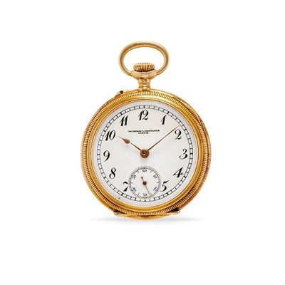 Orologio da tasca, cassa rotonda in oro 18k, anni '10