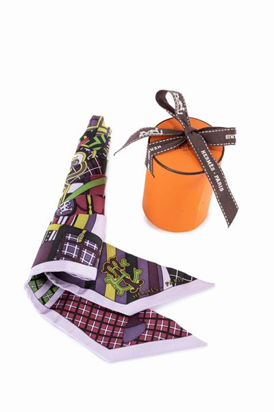 Twilly in seta, tonalità verde e viola con scatola