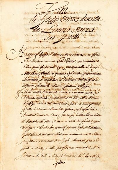 Vita di Filippo Strozzi Descritta da Lorenzo Strozzi Suo Fratello