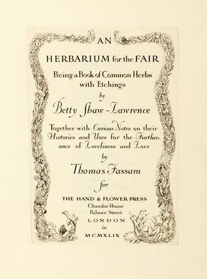 An Herbarium for the Fair, being a Book of Common Herbs