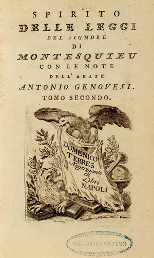 Genovesi, Antonio / Montesquieu, Charles-Louis de Secondat - Spirito delle Leggi