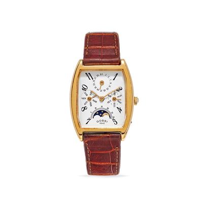 Calendario, cassa tonneau in oro 18k, anni '90