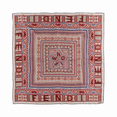 Foulard in seta multicolore con sacchetto