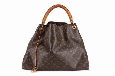 Grande borsa Artsy, tela monogram con dettagli in vacchetta e metallo dorato