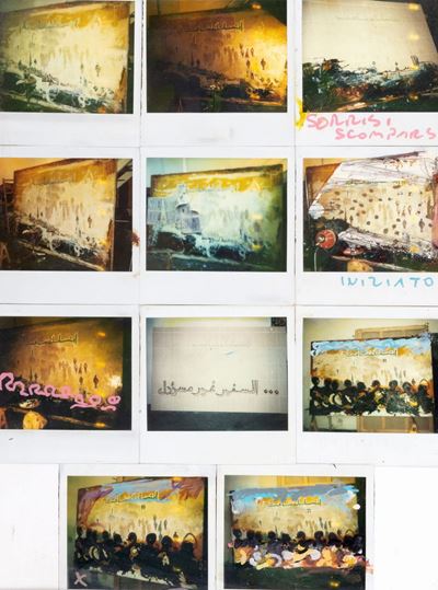 11 polaroid per 'Sorrisi Scomparsi', 1991, pennarelli e grafite su polaroid