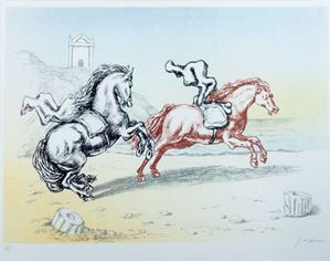 de Chirico Giorgio - Horses on the Aegean shore