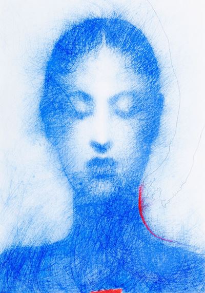 Blu, pastelli colorati su cartoncino, 1984, cm 50 x 35