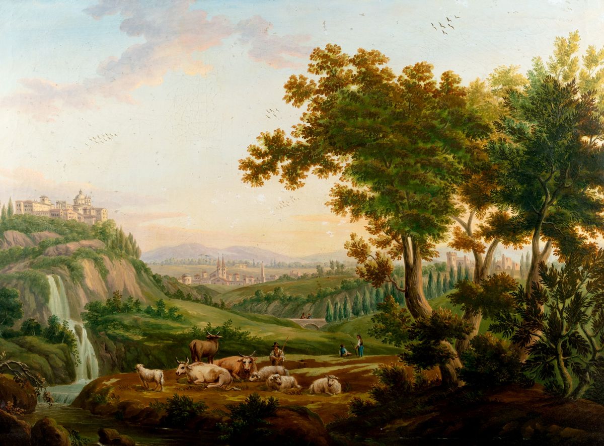 Scuola Italiana del XIX Secolo - Tivoli, Veduta con le Cascate