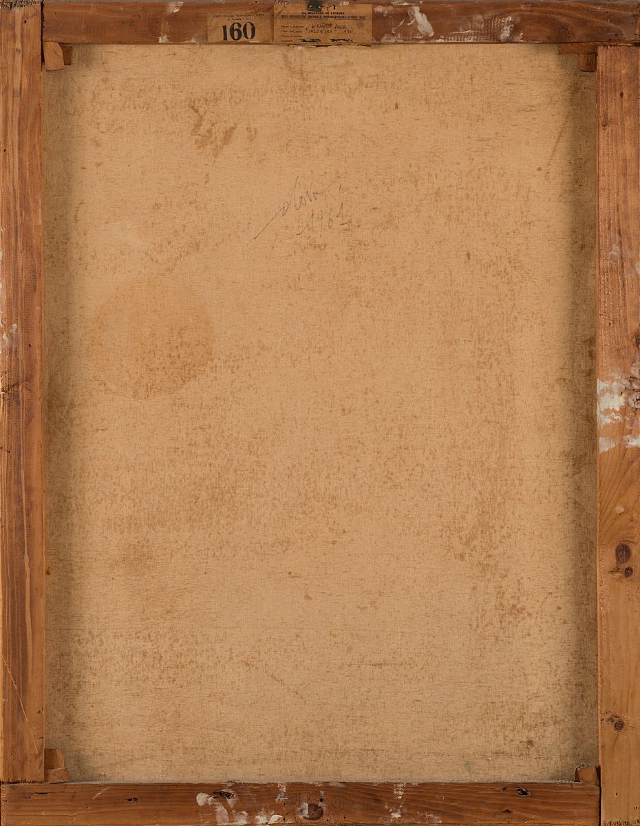 Gianni Dova - Incontro, olio su tela, 1961