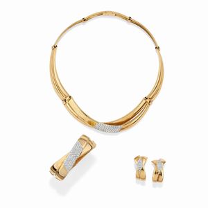 A 18K yellow gold and diamond parure, Scavia, circa 1980