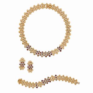 A 18K two-color gold and citrine quartz parure, Scavia, circa 1990