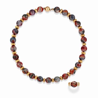 Demi Parure con Diamanti e Agata, 1990 Circa
