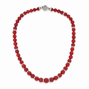  - Collana con corallo e diamanti 