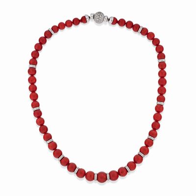 Collana con Corallo e Diamanti