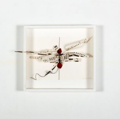 Piangendo di gioia, collage e spartito su legno, 1983