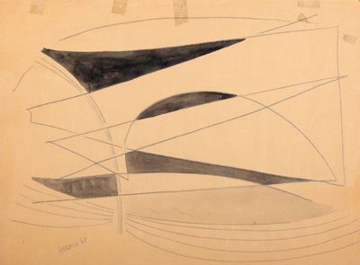 Composizione (tempera e grafite su carta, 1947)