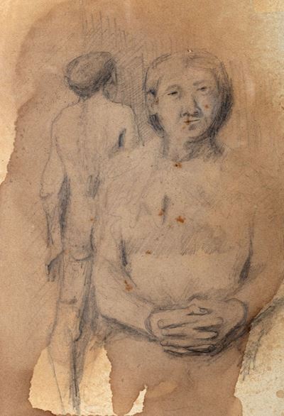 Due figure, grafite su carta