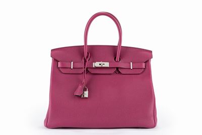 Borsa Birkin 35 cm "Horse shoe", pelle togo ciclamino, 2013