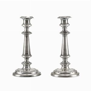  - A copper and silver plated pair of candelabra, Old Sheffield, early 19th century