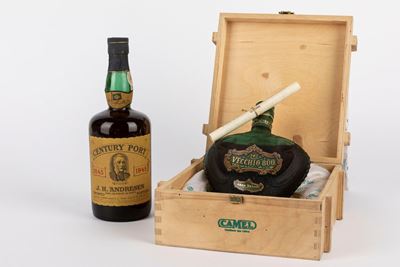 Andresen, Century Port 1845-1945 e Camel Brandy Vecchio 800
