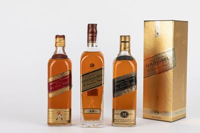 Johnnie Walker, Selezione di whisky - Red Label, Black Label, Gold Label The Centenary Blend