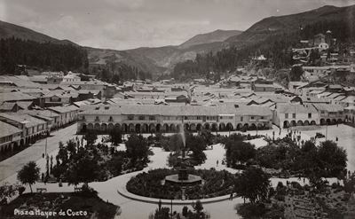 Plaza Mayor de Cuzco, Perù - Stampa vintage alla gelatina ai sali d'argento, anni 1920