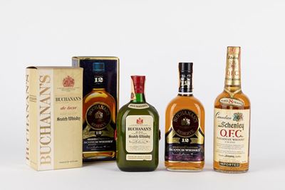 Selezione di Whisky Buchanan's e Canadian Schenley, 43% e 86.6 Proof, OC