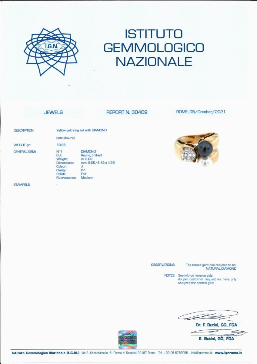 Anello con Perle e Diamante