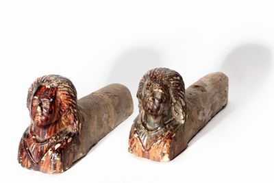 Coppia di Alari in Ceramica con Busti di Sfinge, Secolo XIX
