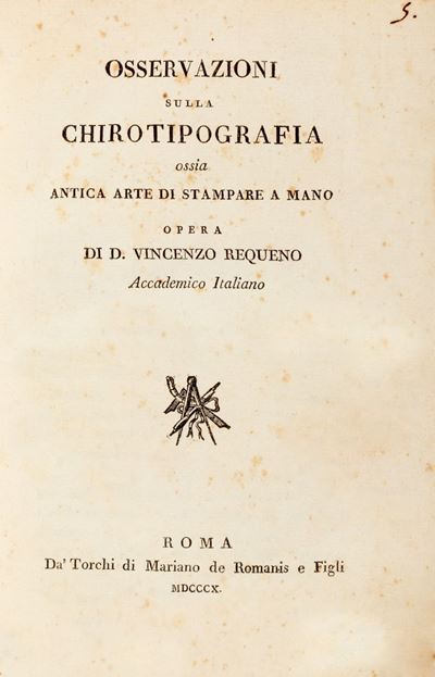 Osservazioni sulla chirotipografia ossia Antica arte di stampare a mano, tipografia, 1810