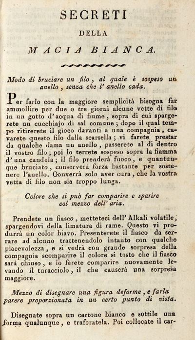Secreti della Magia Bianca Ossia Spiegazione dei Giuochi di Mano Sorprendenti dei Cavaliere Pinet...