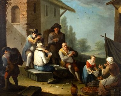 Due scene campestri, olio su tela