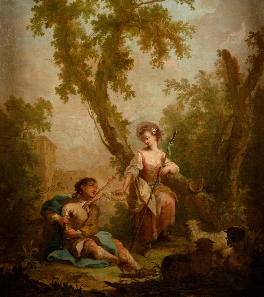 Scuola Francese, Secolo XVIII - Scena Galante in un Giardino