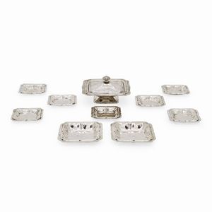 A set of nine silver ashtray, Naples, 20th Century