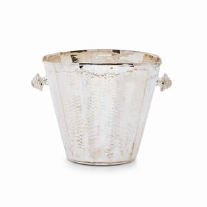 A silver ice bucket, Italy, 20th Century, with Bedetti box